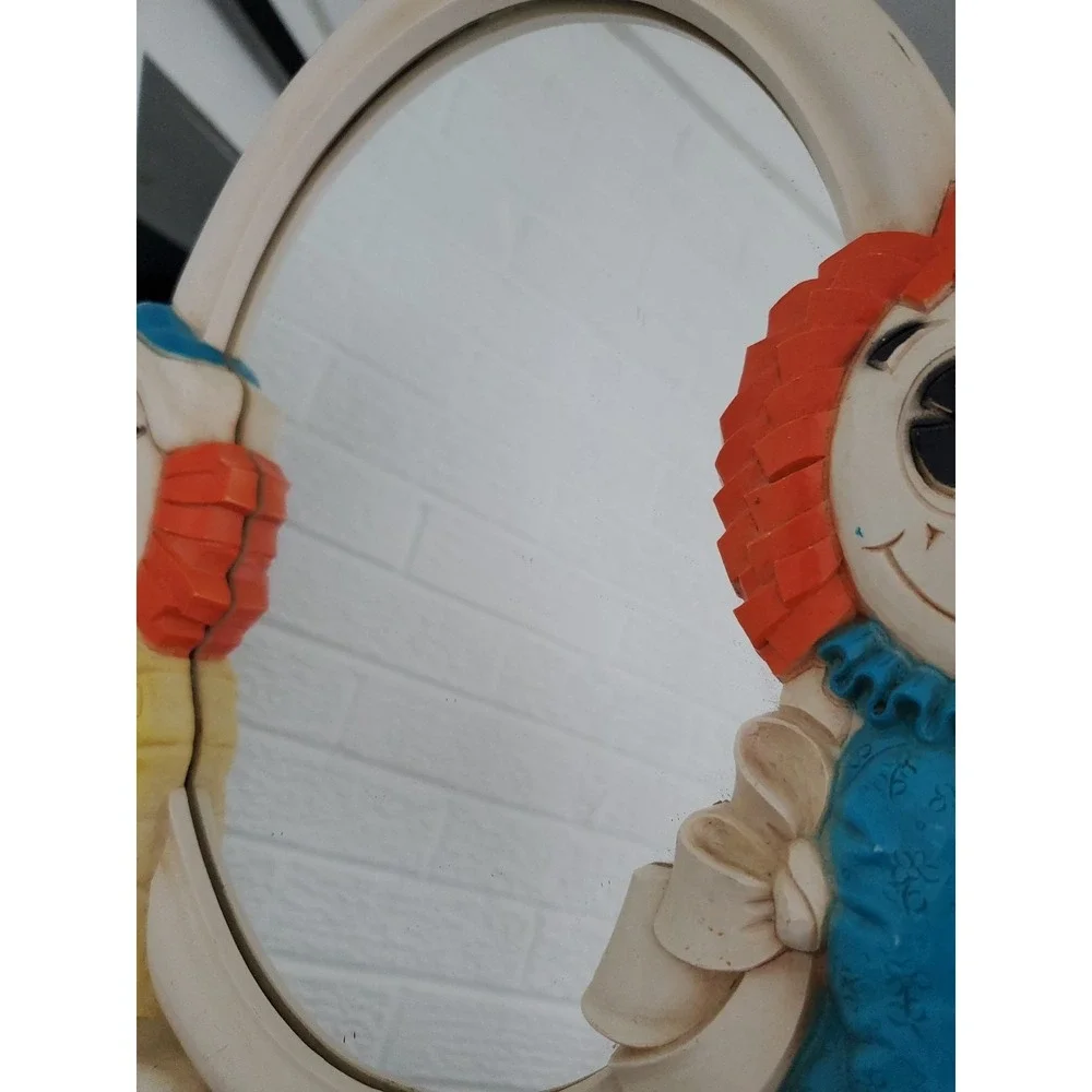 1977 Raggedy Ann & Andy Hanging Mirror Bobbs Merrill 20.5